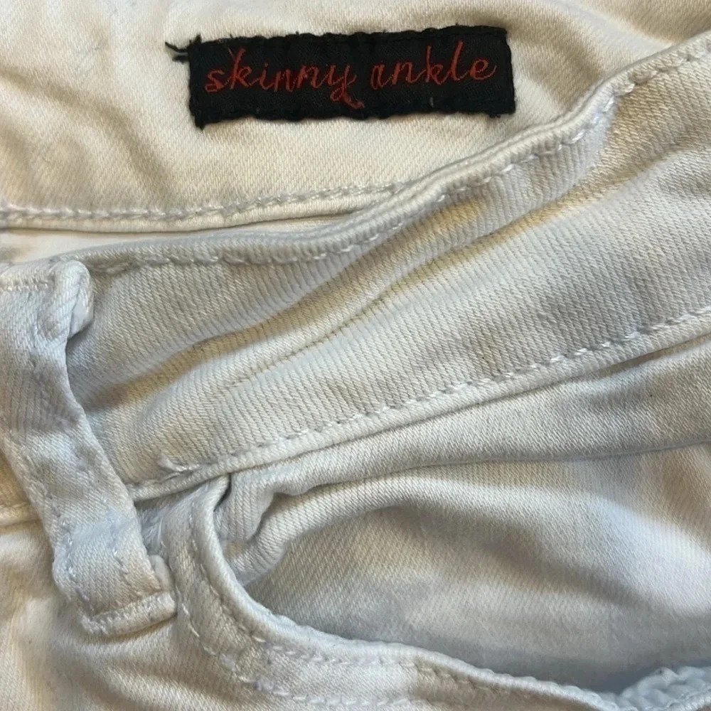 Earl Jean Womens Embroidered Skinny Ankle Raw Hem Jeans Size 10 - Picture 3 of 9
